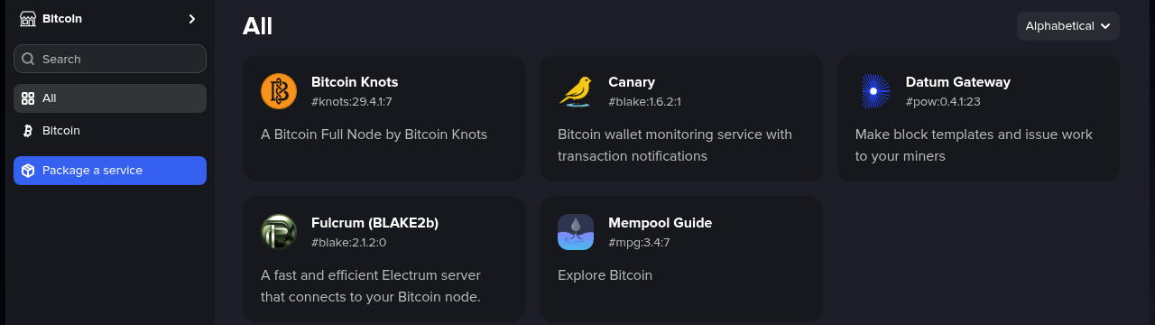 mempool.guide 注册表：Bitcoin Knots 与 Datum Gateway（#pow），以及其他几款支持 BLAKE2b 的软件包。